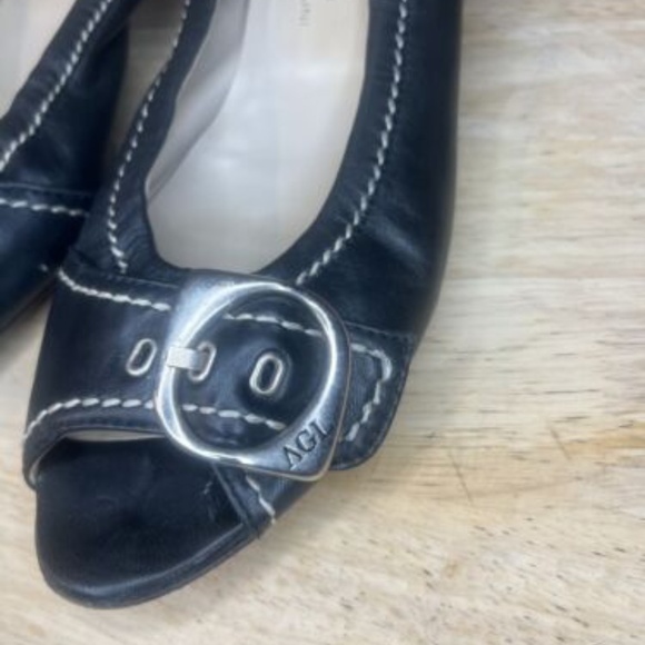 Womens AGL black leather low heel shoes size 38 1/2 Attilio Giusti Leombruni - Picture 2 of 6